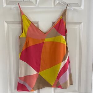 Trina Turk color block pastel tan pink orange tank camisole small